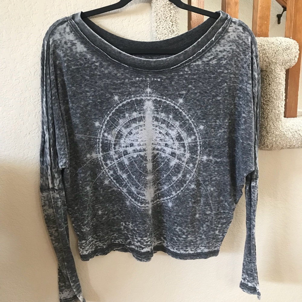 Juniors burnt out grey off shoulder tee